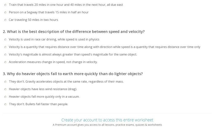 Unit 2 speed and velocity worksheet answers