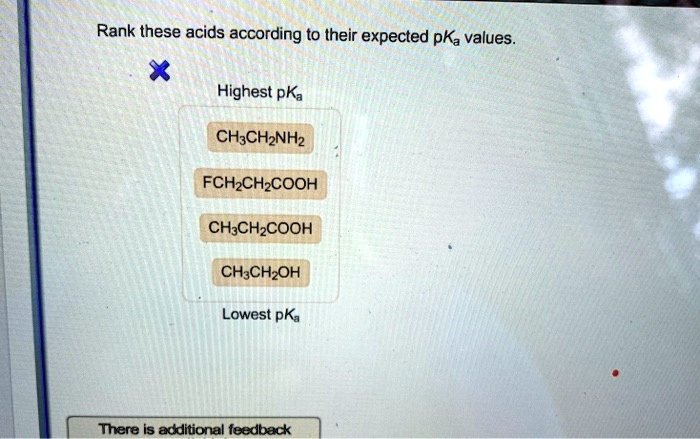 Pka acids expected according rank values these their solved highest lowest transcribed problem text been show has